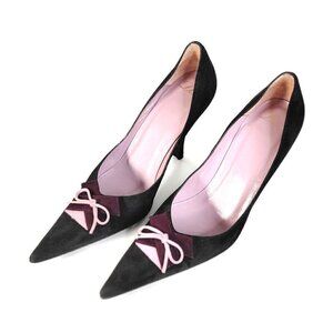 Delman Brown Burgundy Suede Leather Pointed Toe Heeled Pumps Women Size 7M